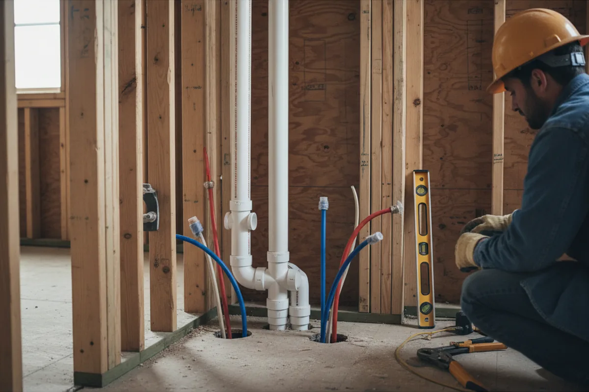 Drain and supply rough-in during Sump Pump Repair in Yorkville